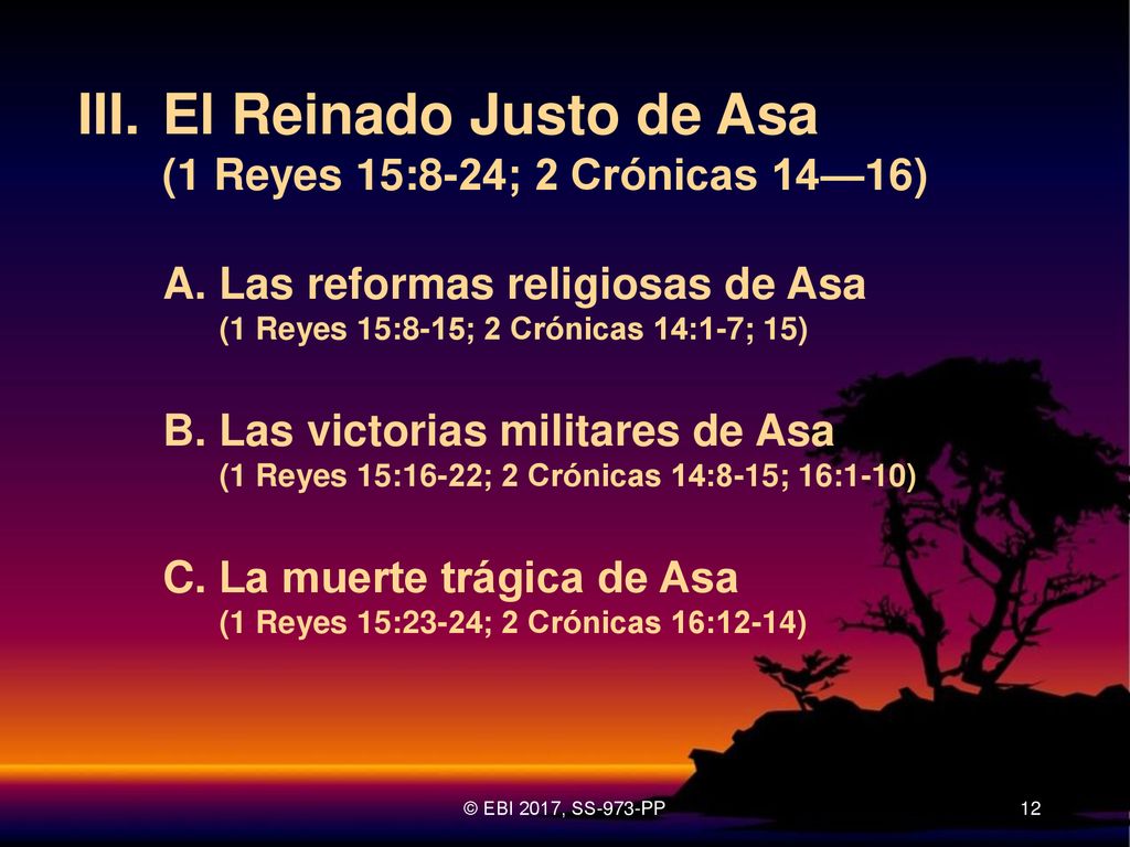 III. El Reinado Justo de Asa (1 Reyes 15:8-24; 2 Crónicas 14—16)