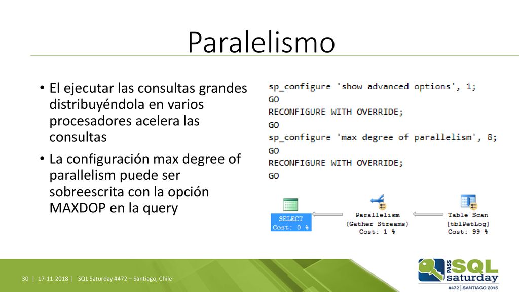 Paralelismo El ejecutar las consultas grandes distribuyéndola en varios procesadores acelera las consultas.