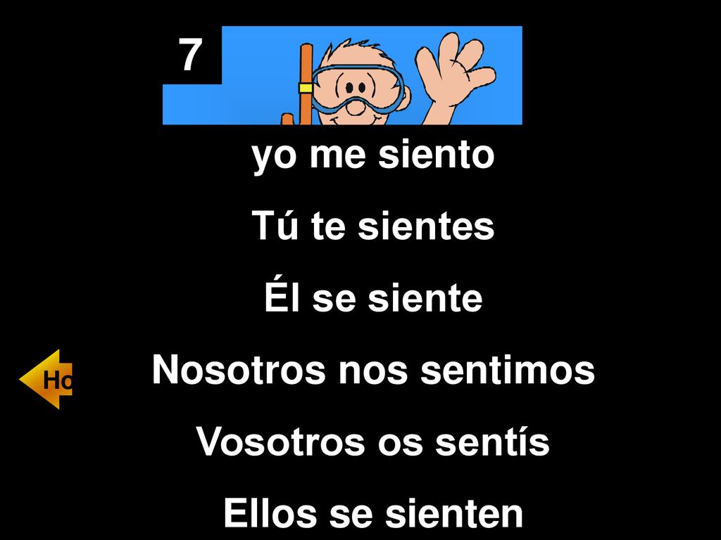 7 yo me siento Tú te sientes Él se siente Nosotros nos sentimos