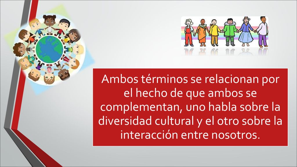 Ambos términos se relacionan por el hecho de que ambos se complementan, uno habla sobre la diversidad cultural y el otro sobre la interacción entre nosotros.