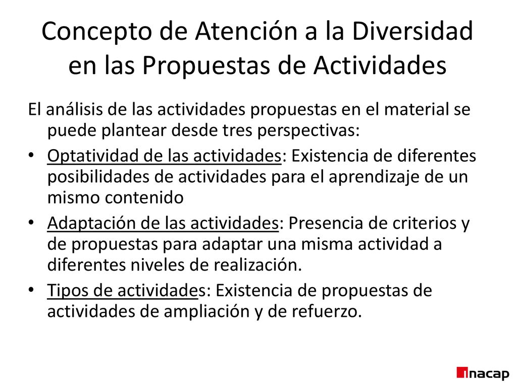 Concepto de Atención a la Diversidad en las Propuestas de Actividades