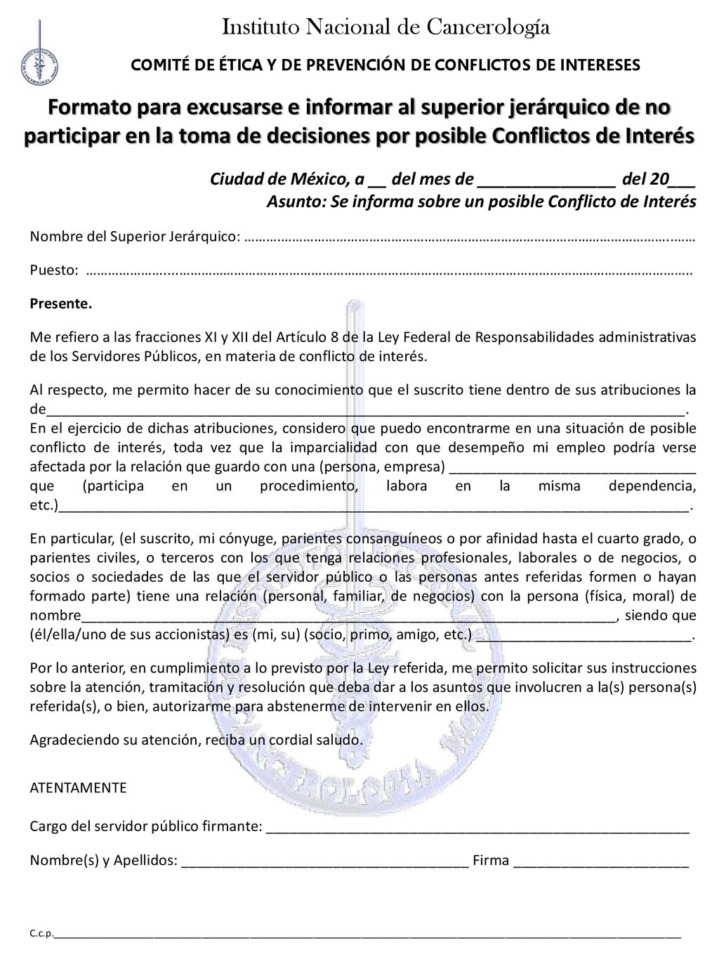 COMITÉ DE ÉTICA Y DE PREVENCIÓN DE CONFLICTOS DE INTERESES