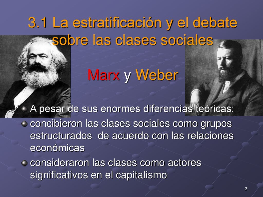 3.1 La estratificación y el debate sobre las clases sociales Marx y Weber