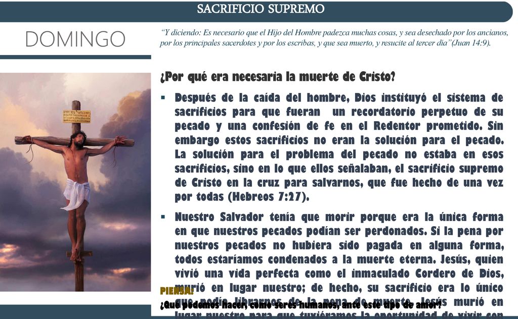 SACRIFICIO SUPREMO ¿Por qué era necesaria la muerte de Cristo