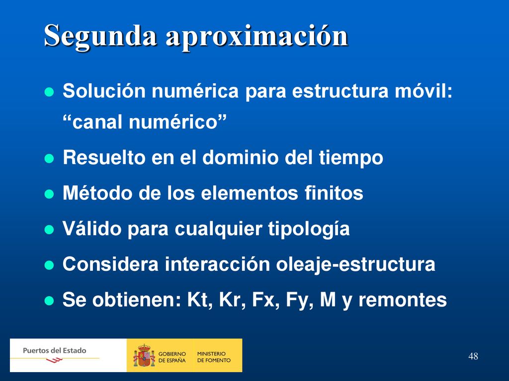 Segunda aproximación Solución numérica para estructura móvil: canal numérico Resuelto en el dominio del tiempo.