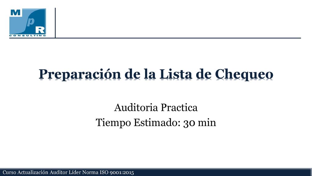 Preparación de la Lista de Chequeo