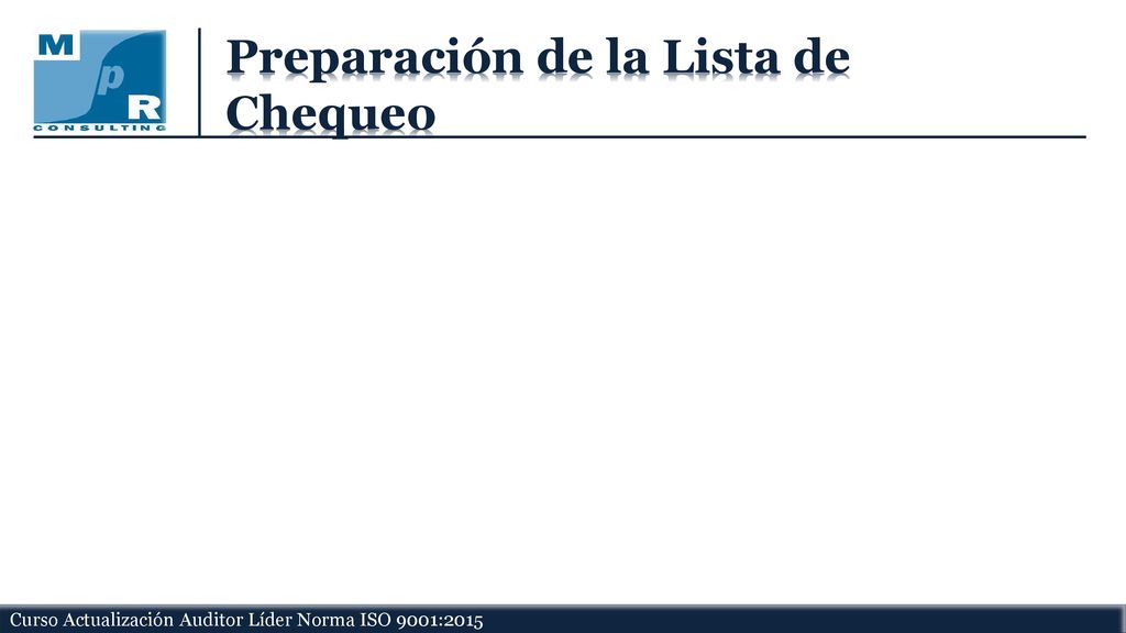 Preparación de la Lista de Chequeo