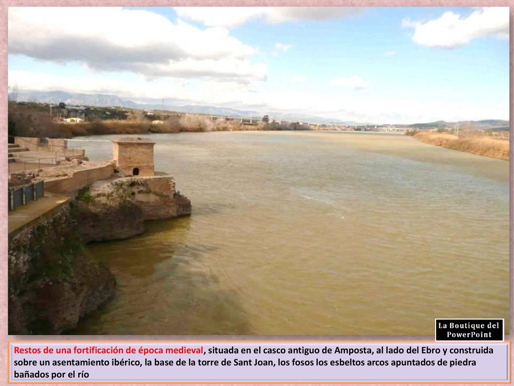 Restos de una fortificación de época medieval, situada en el casco antiguo de Amposta, al lado del Ebro y construida sobre un asentamiento ibérico, la base de la torre de Sant Joan, los fosos los esbeltos arcos apuntados de piedra bañados por el río