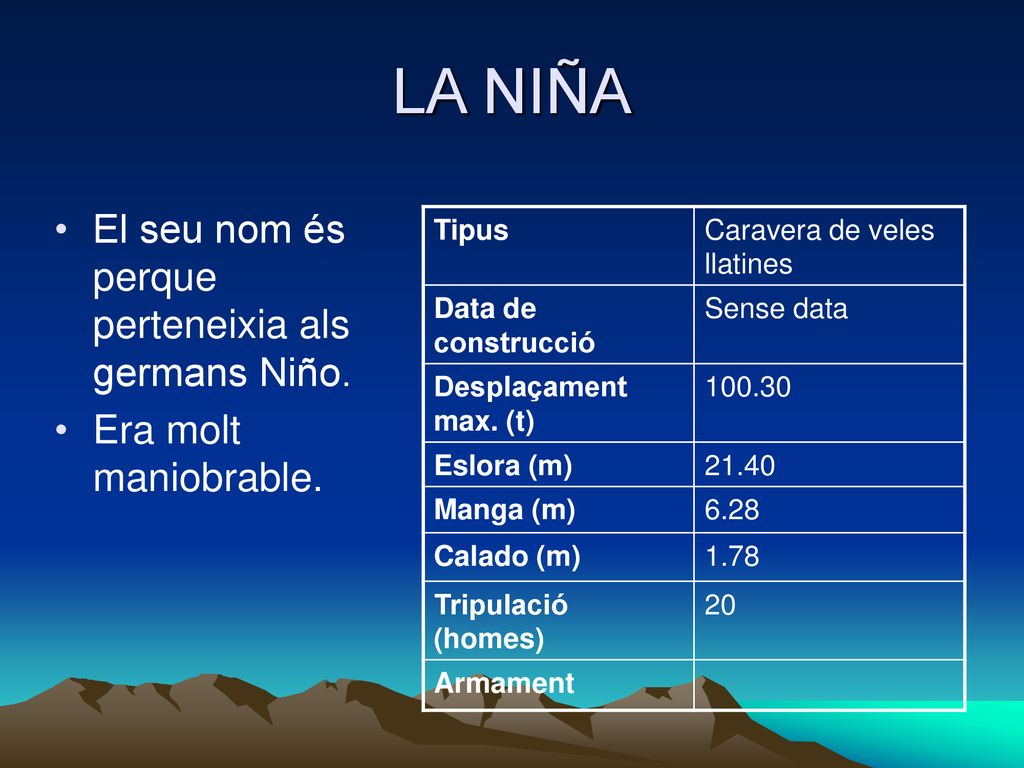 LA NIÑA El seu nom és perque perteneixia als germans Niño.