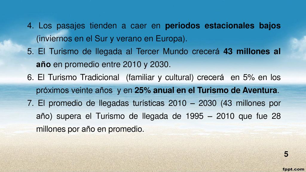 4. Los pasajes tienden a caer en periodos estacionales bajos (inviernos en el Sur y verano en Europa).