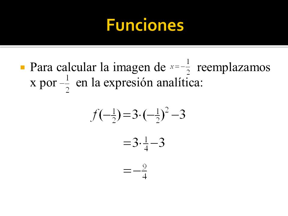 Funciones Para calcular la imagen de reemplazamos x por en la expresión analítica: