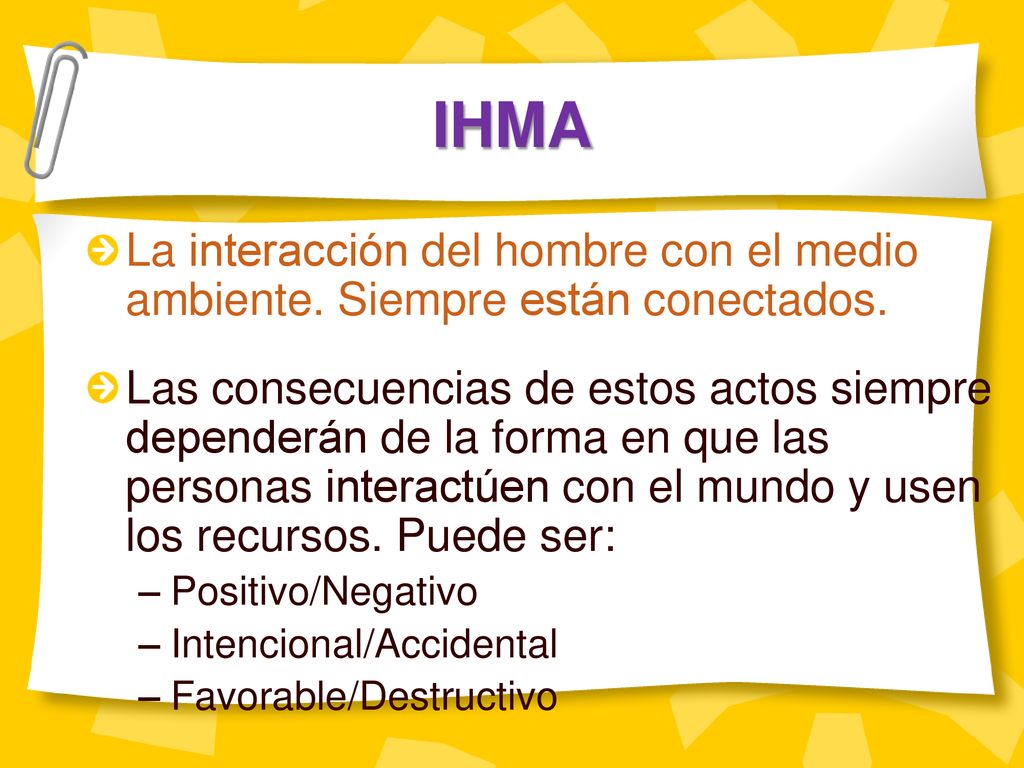 IHMA La interacción del hombre con el medio ambiente. Siempre están conectados.