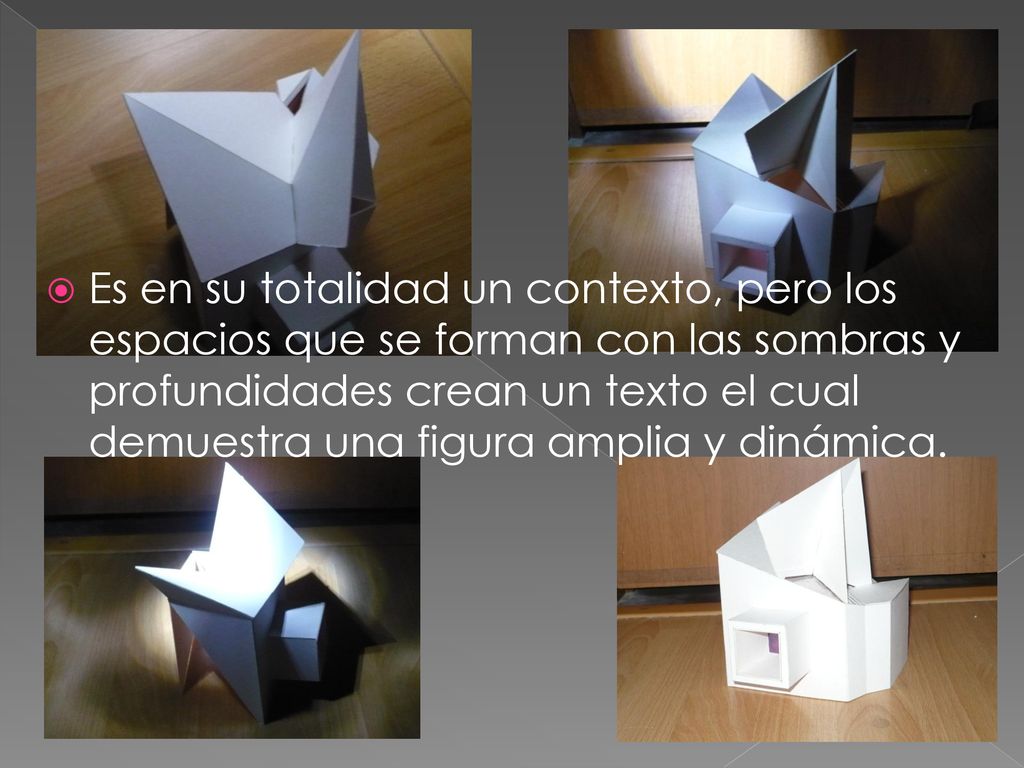 Es en su totalidad un contexto, pero los espacios que se forman con las sombras y profundidades crean un texto el cual demuestra una figura amplia y dinámica.