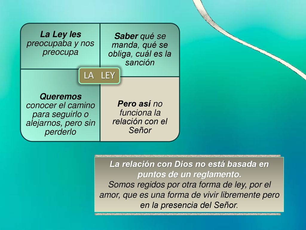 La relación con Dios no está basada en puntos de un reglamento.