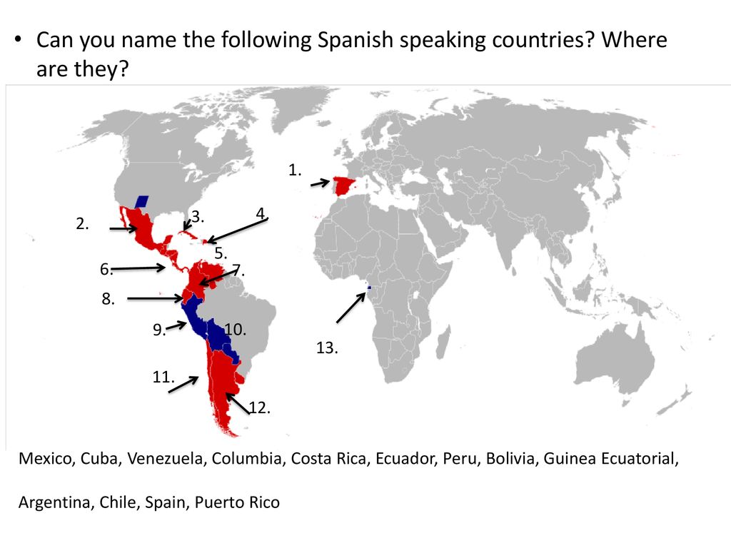 Can you name the following Spanish speaking countries Where are they