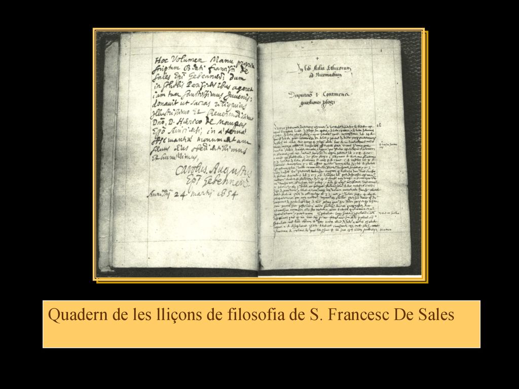 Quadern de les lliçons de filosofia de S. Francesc De Sales