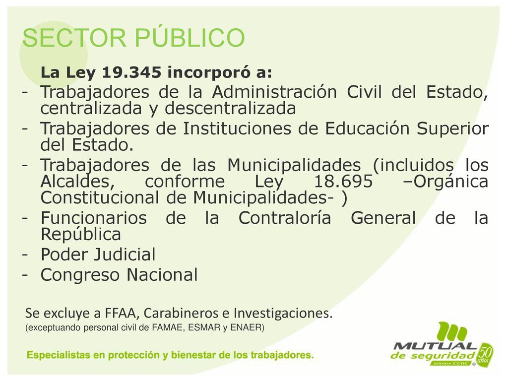 SECTOR PÚBLICO La Ley incorporó a: Trabajadores de la Administración Civil del Estado, centralizada y descentralizada.