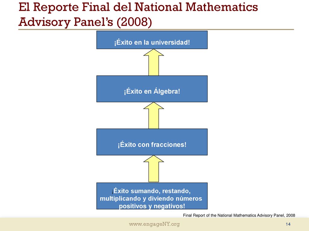 El Reporte Final del National Mathematics Advisory Panel’s (2008)
