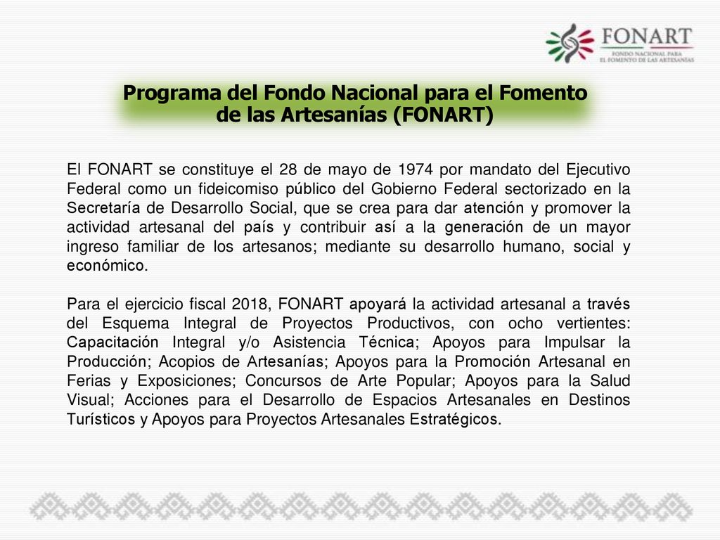 Programa del Fondo Nacional para el Fomento de las Artesanías (FONART)
