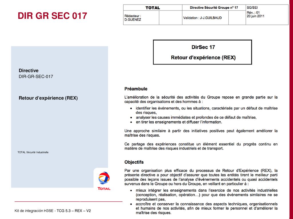 DIR GR SEC 017 Kit de integración H3SE - TCG 5.3 – REX – V2