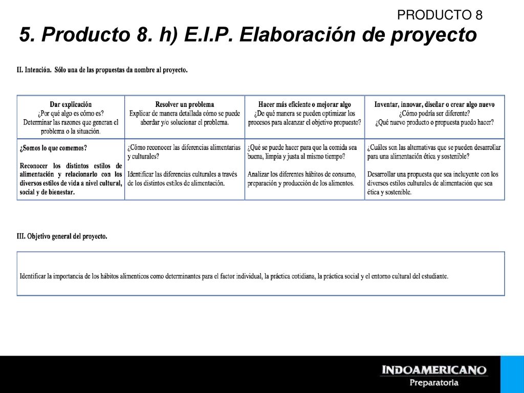 5. Producto 8. h) E.I.P. Elaboración de proyecto