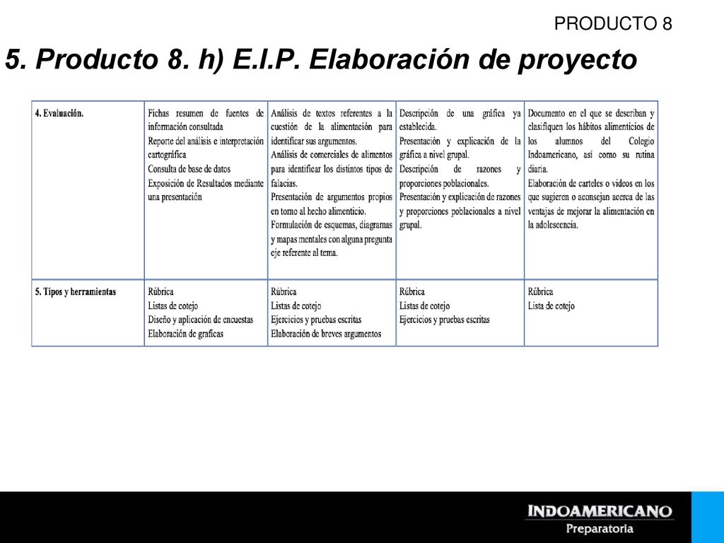 5. Producto 8. h) E.I.P. Elaboración de proyecto