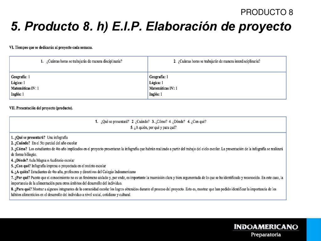5. Producto 8. h) E.I.P. Elaboración de proyecto