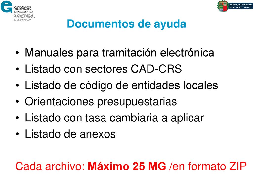 Documentos de ayuda Manuales para tramitación electrónica. Listado con sectores CAD-CRS. Listado de código de entidades locales.