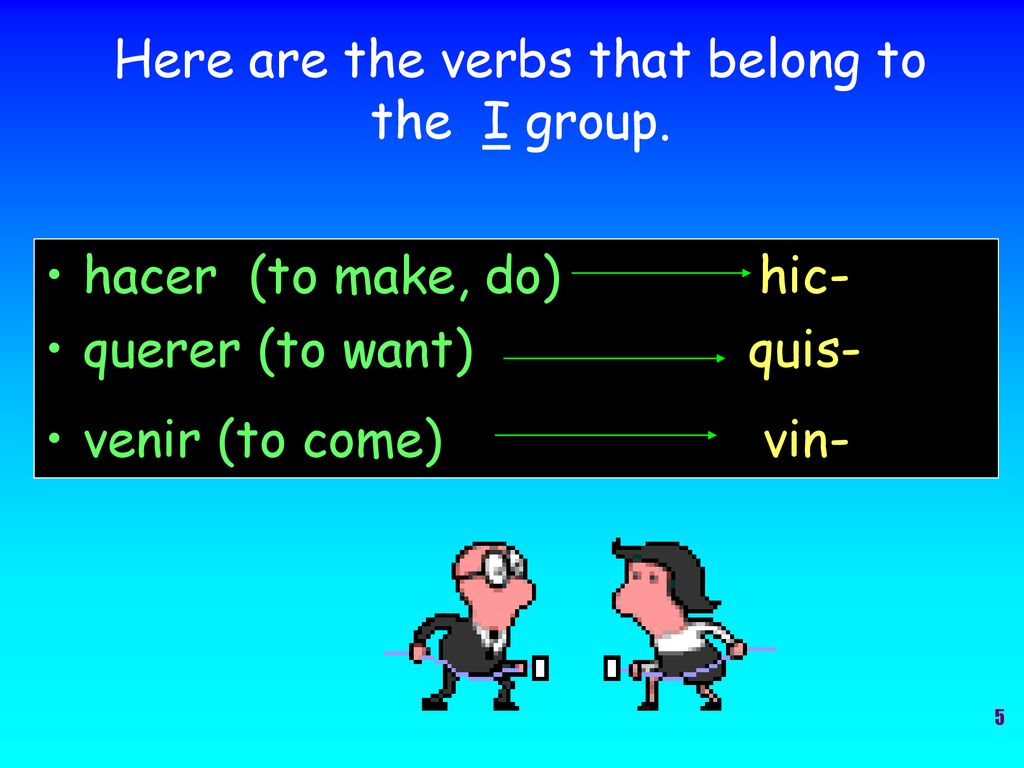 Here are the verbs that belong to the I group.