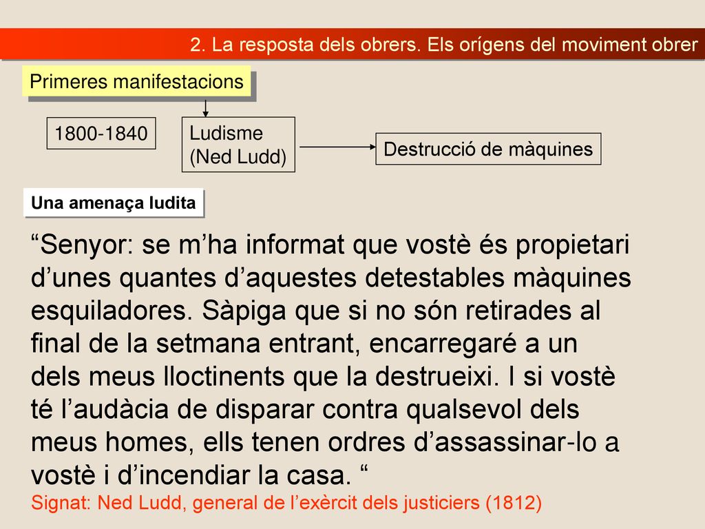 2. La resposta dels obrers. Els orígens del moviment obrer