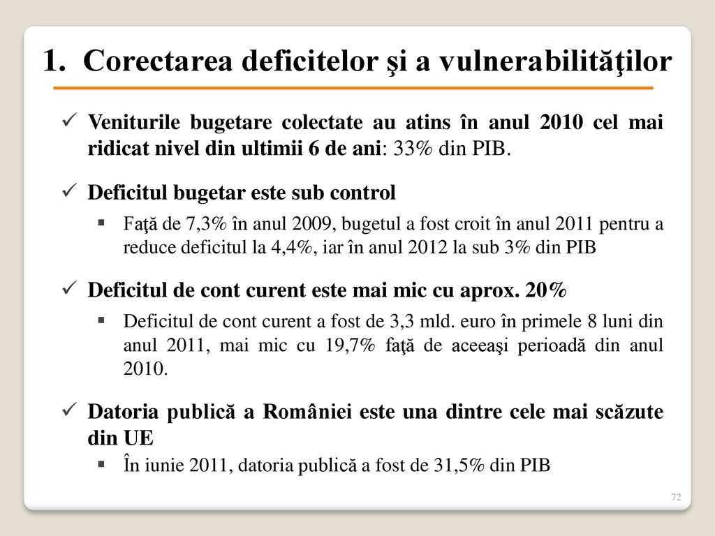 Corectarea deficitelor şi a vulnerabilităţilor