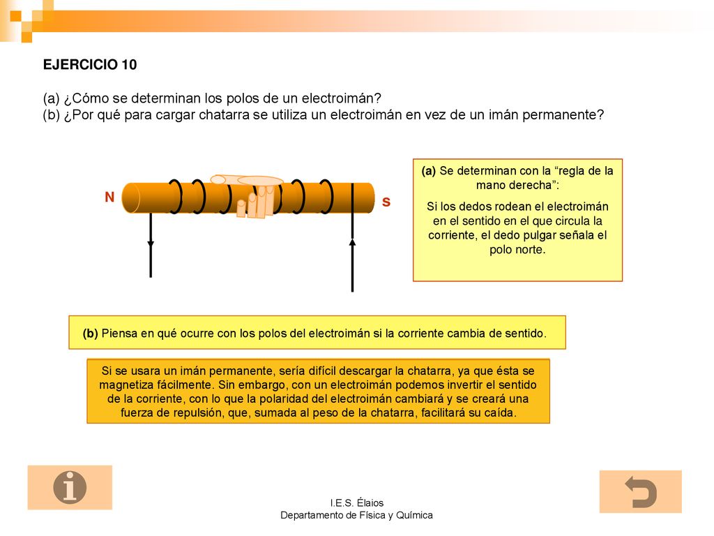 EJERCICIO 10 (a) ¿Cómo se determinan los polos de un electroimán