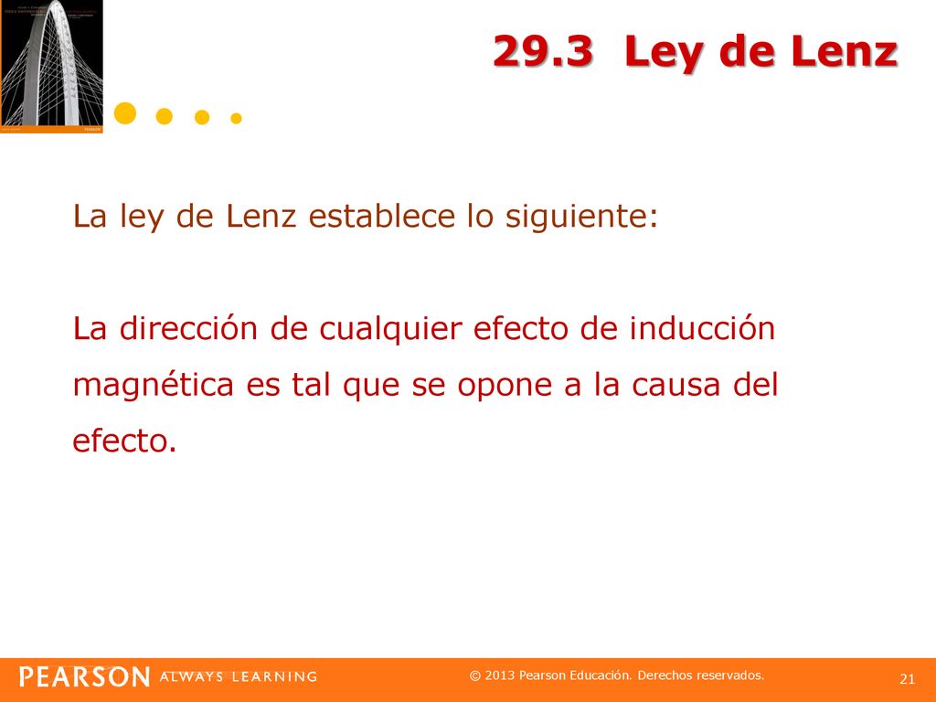 29.3 Ley de Lenz La ley de Lenz establece lo siguiente:
