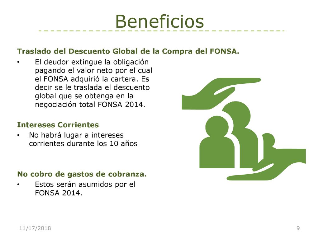 Beneficios Traslado del Descuento Global de la Compra del FONSA.