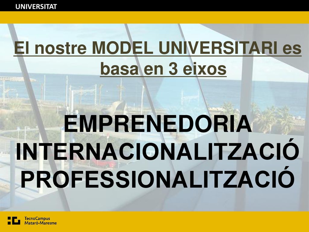 El nostre MODEL UNIVERSITARI es basa en 3 eixos INTERNACIONALITZACIÓ