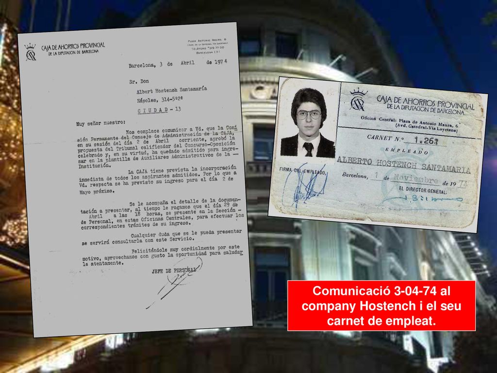 Comunicació al company Hostench i el seu carnet de empleat.