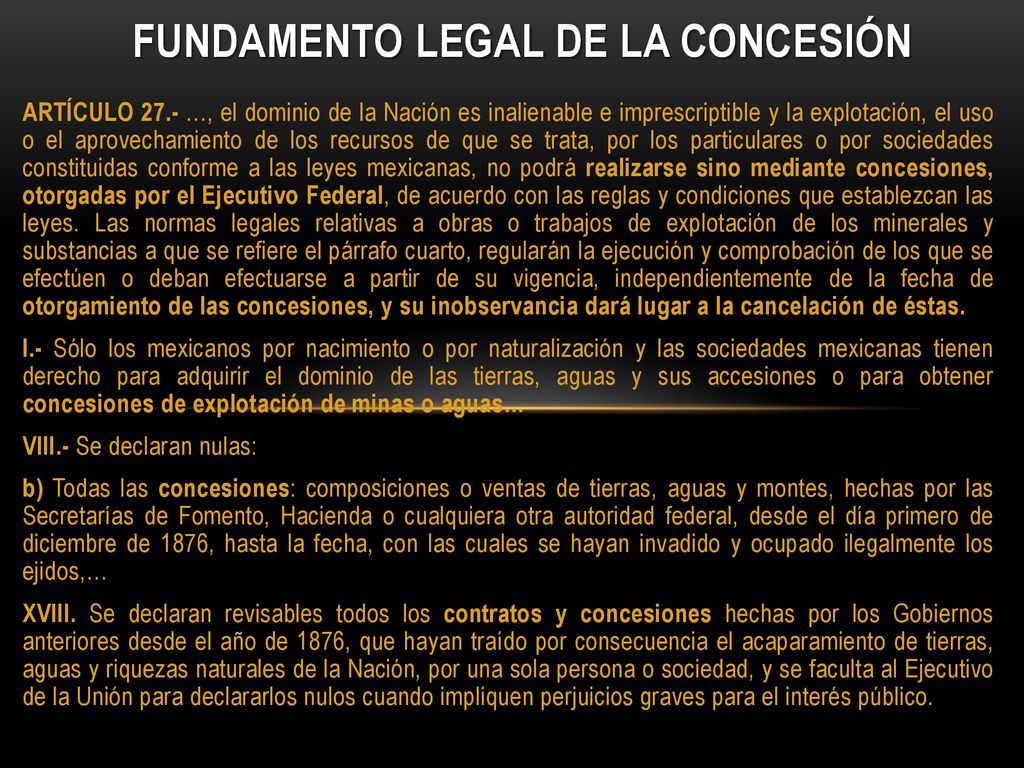 FUNDAMENTO LEGAL DE LA CONCESIÓN