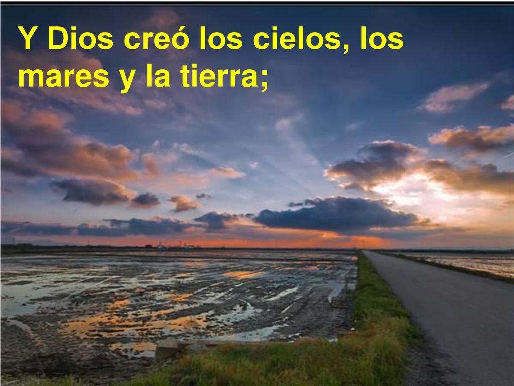Y Dios creó los cielos, los mares y la tierra;