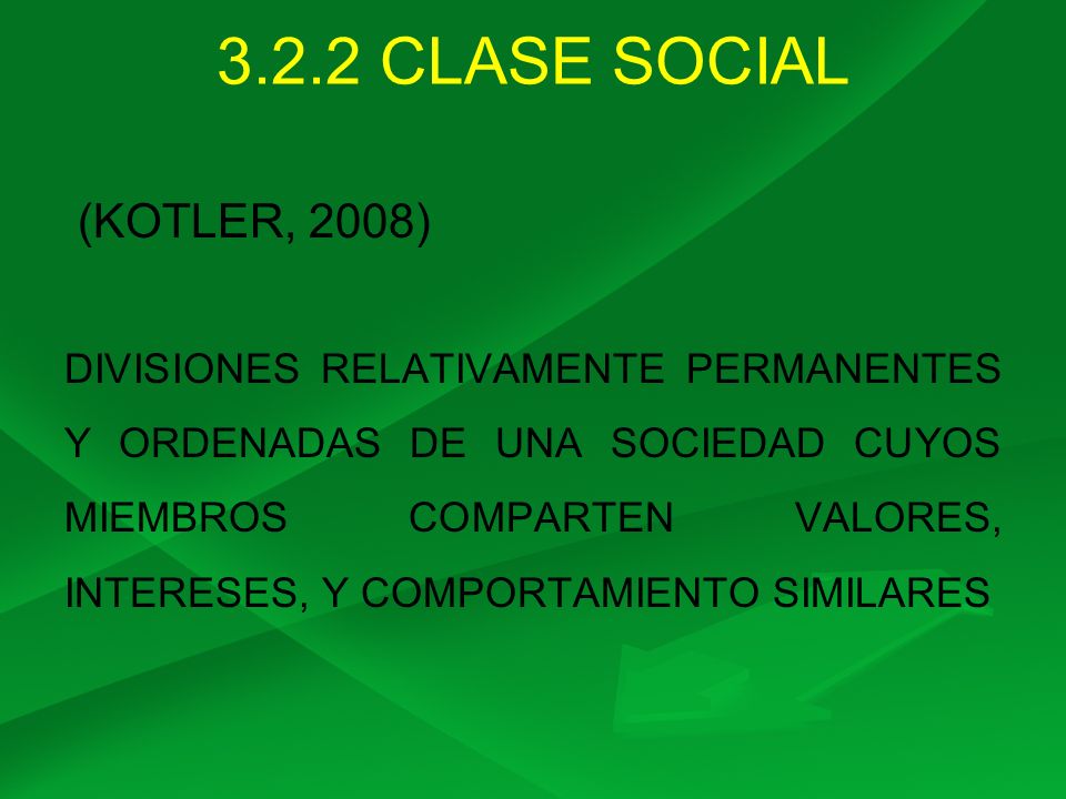 3.2.2 CLASE SOCIAL (KOTLER, 2008)