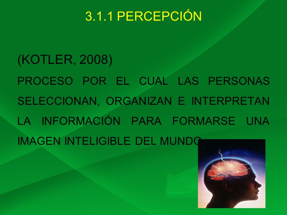 3.1.1 PERCEPCIÓN (KOTLER, 2008)