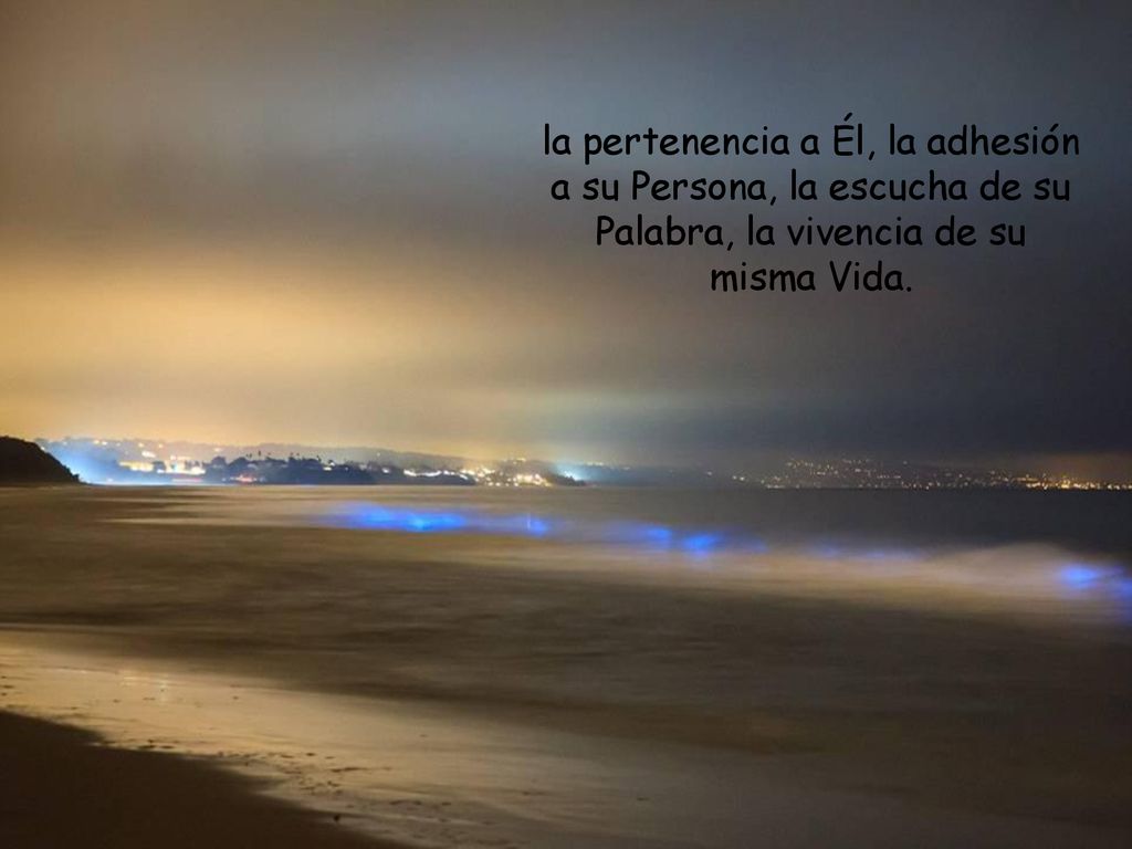 la pertenencia a Él, la adhesión a su Persona, la escucha de su Palabra, la vivencia de su misma Vida.