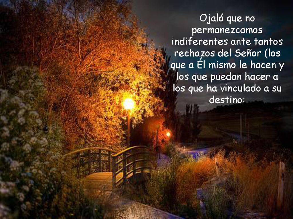 Ojalá que no permanezcamos indiferentes ante tantos rechazos del Señor (los que a Él mismo le hacen y los que puedan hacer a los que ha vinculado a su destino: