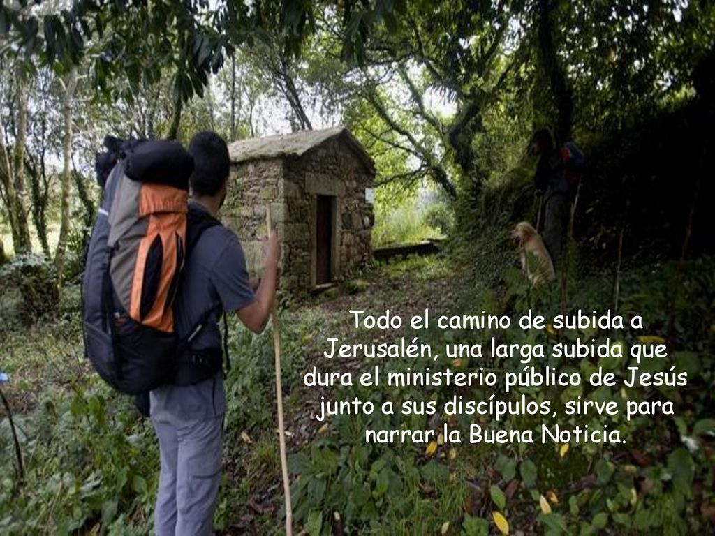Todo el camino de subida a Jerusalén, una larga subida que dura el ministerio público de Jesús junto a sus discípulos, sirve para narrar la Buena Noticia.