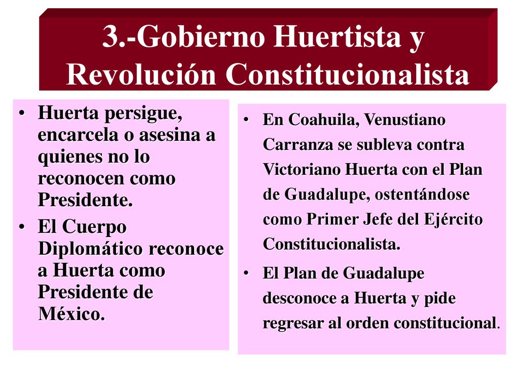 3.-Gobierno Huertista y Revolución Constitucionalista