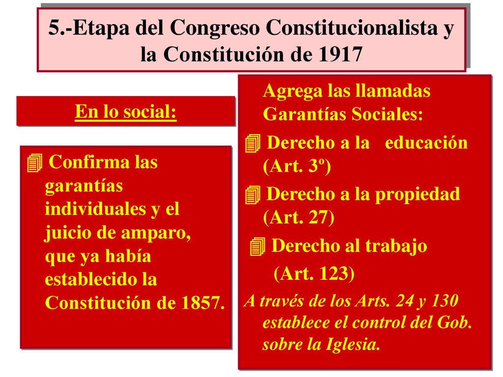 5.-Etapa del Congreso Constitucionalista y la Constitución de 1917