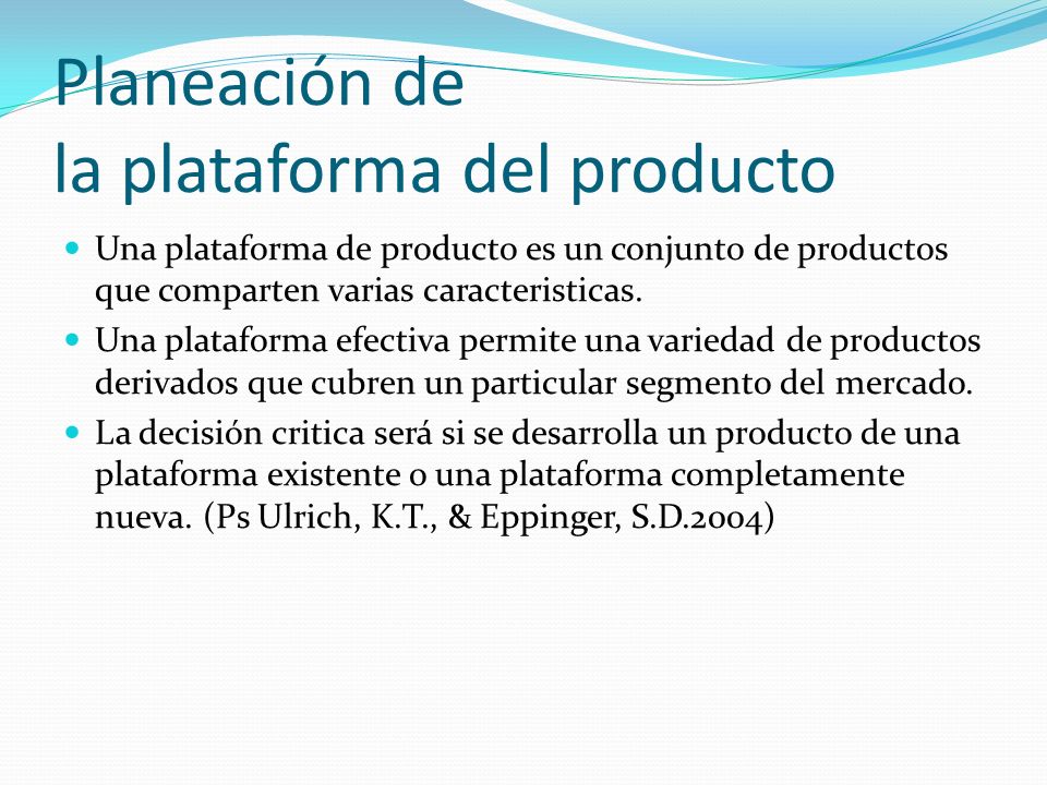 Planeación de la plataforma del producto