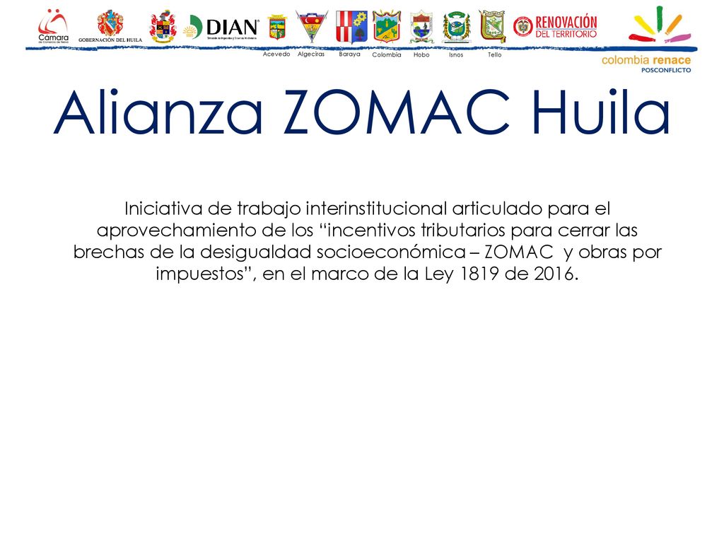 Acevedo Algeciras. Baraya. Colombia. Hobo. Isnos. Tello. Alianza ZOMAC Huila.