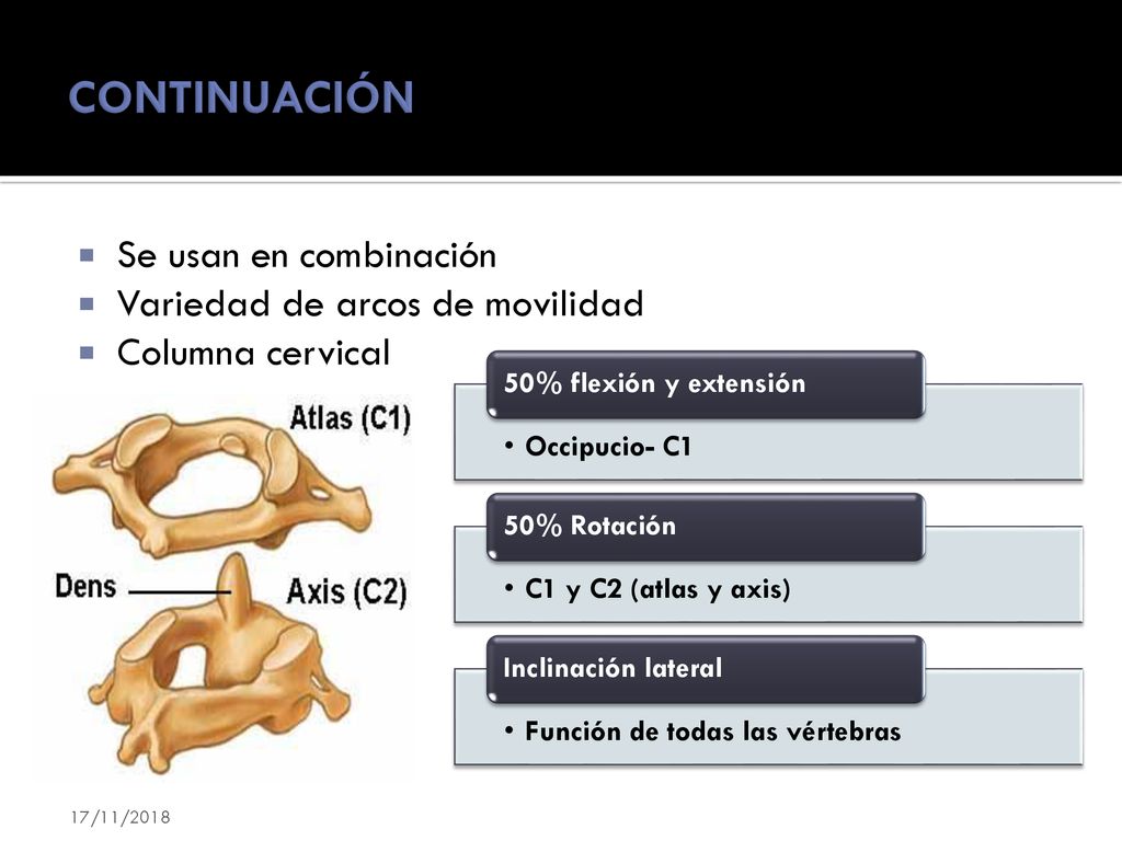 CONTINUACIÓN Se usan en combinación Variedad de arcos de movilidad