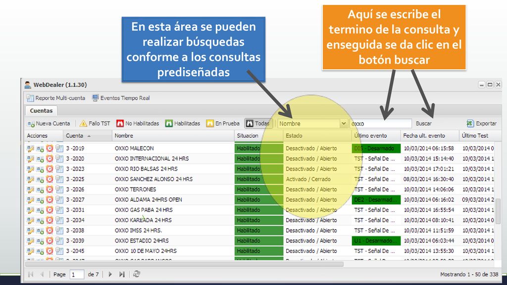 Aquí se escribe el termino de la consulta y enseguida se da clic en el botón buscar