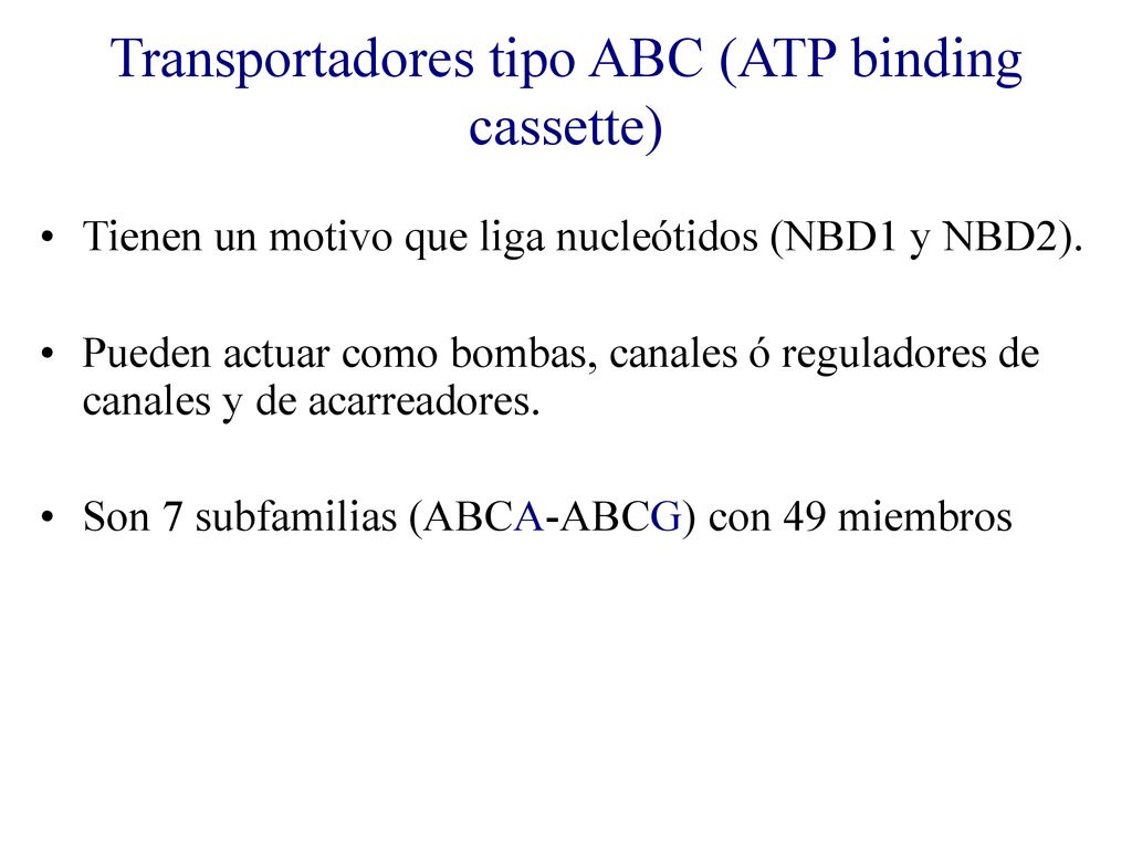 Transportadores tipo ABC (ATP binding cassette)